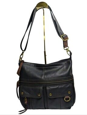 Fossil Morgan Traveler Crossbody Hybrid Messenger Bag, Espresso Pebbled Leather